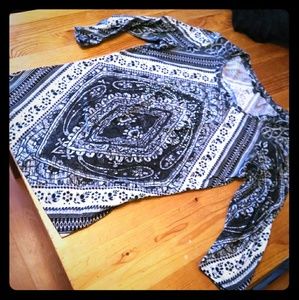 Blinged out rhinestone studded top 3/4 sleeve